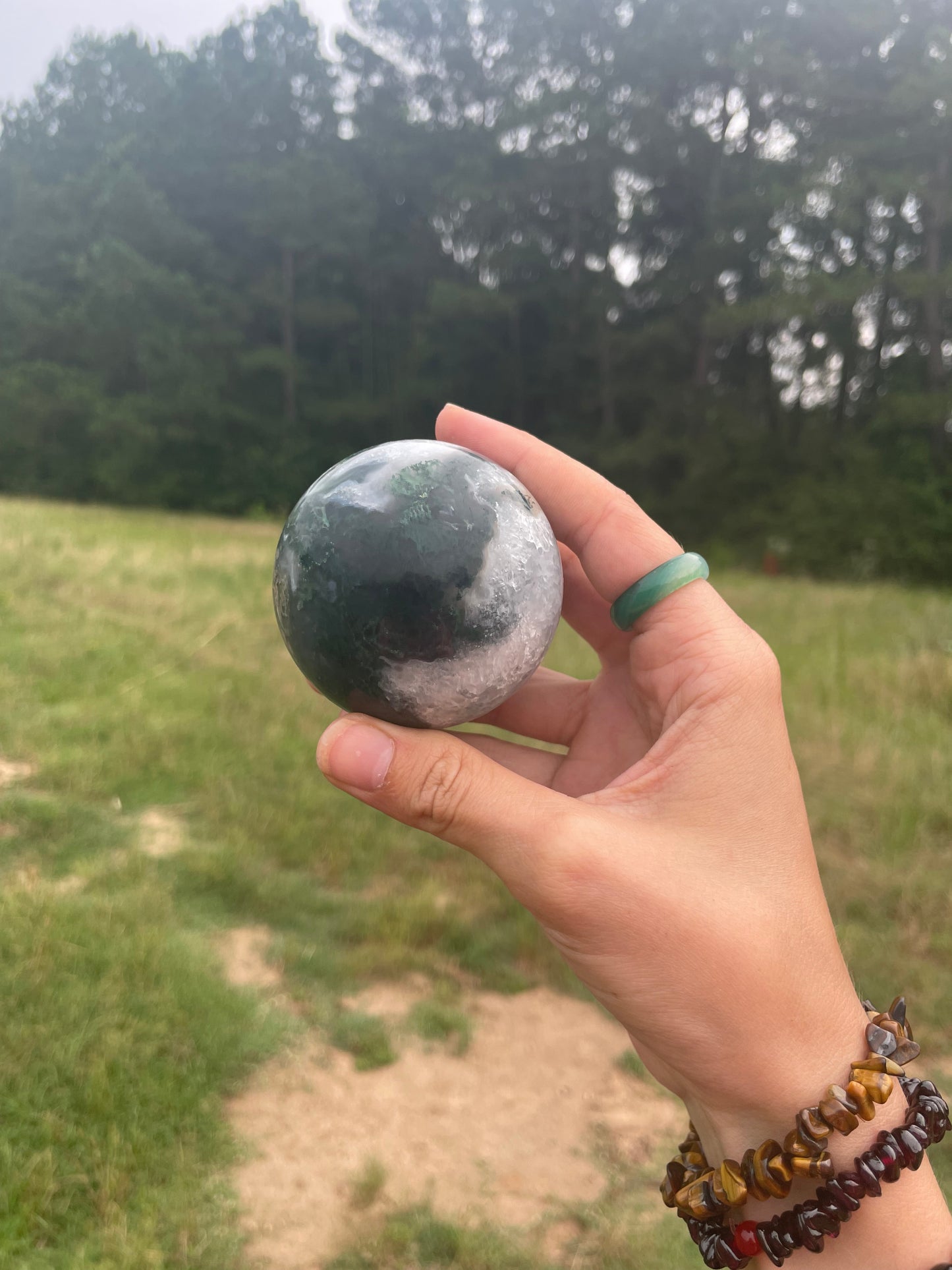 Druzy Moss Agate Sphere