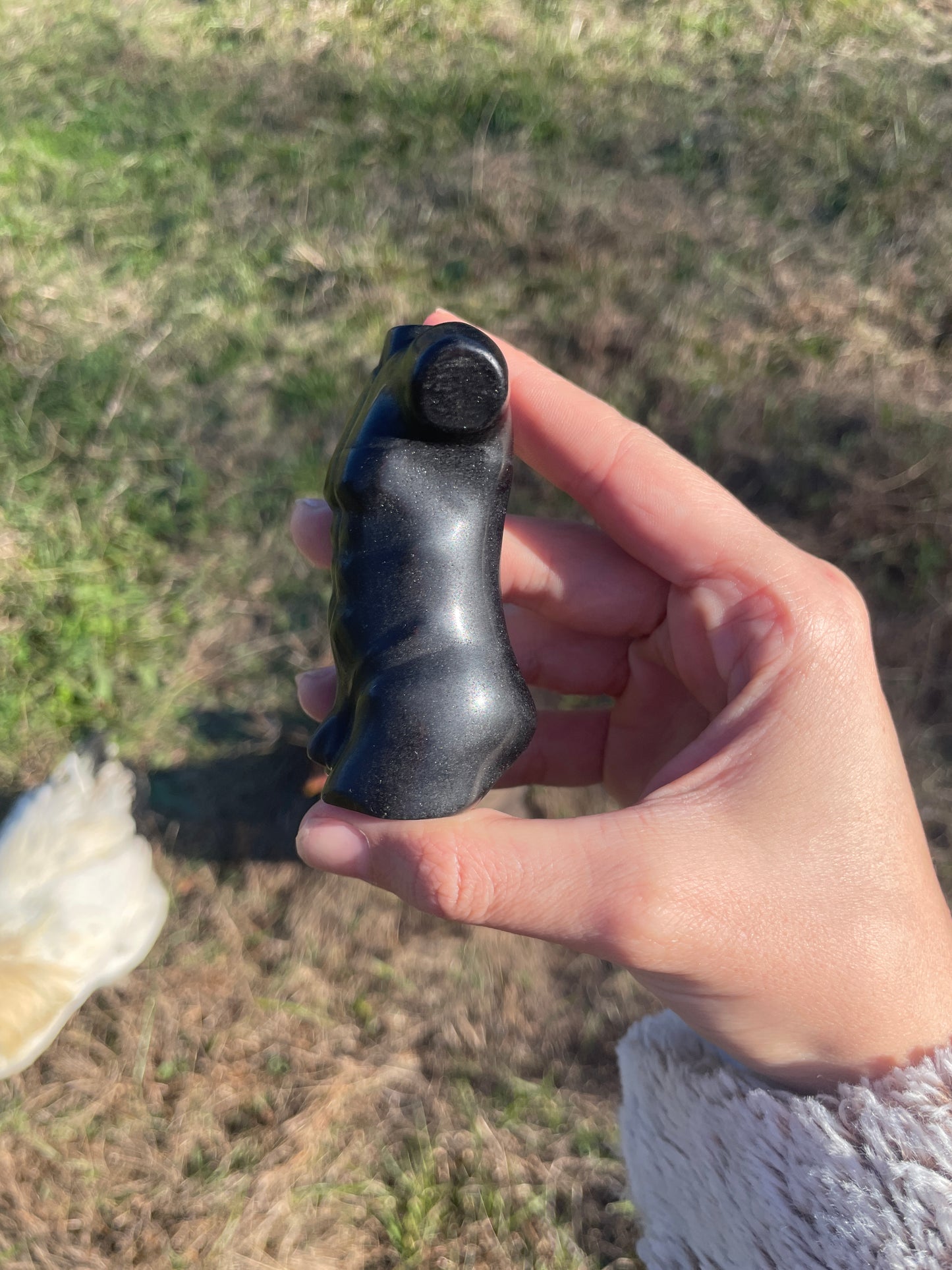 Imperfect Black Obsidian God (Man body) Carving