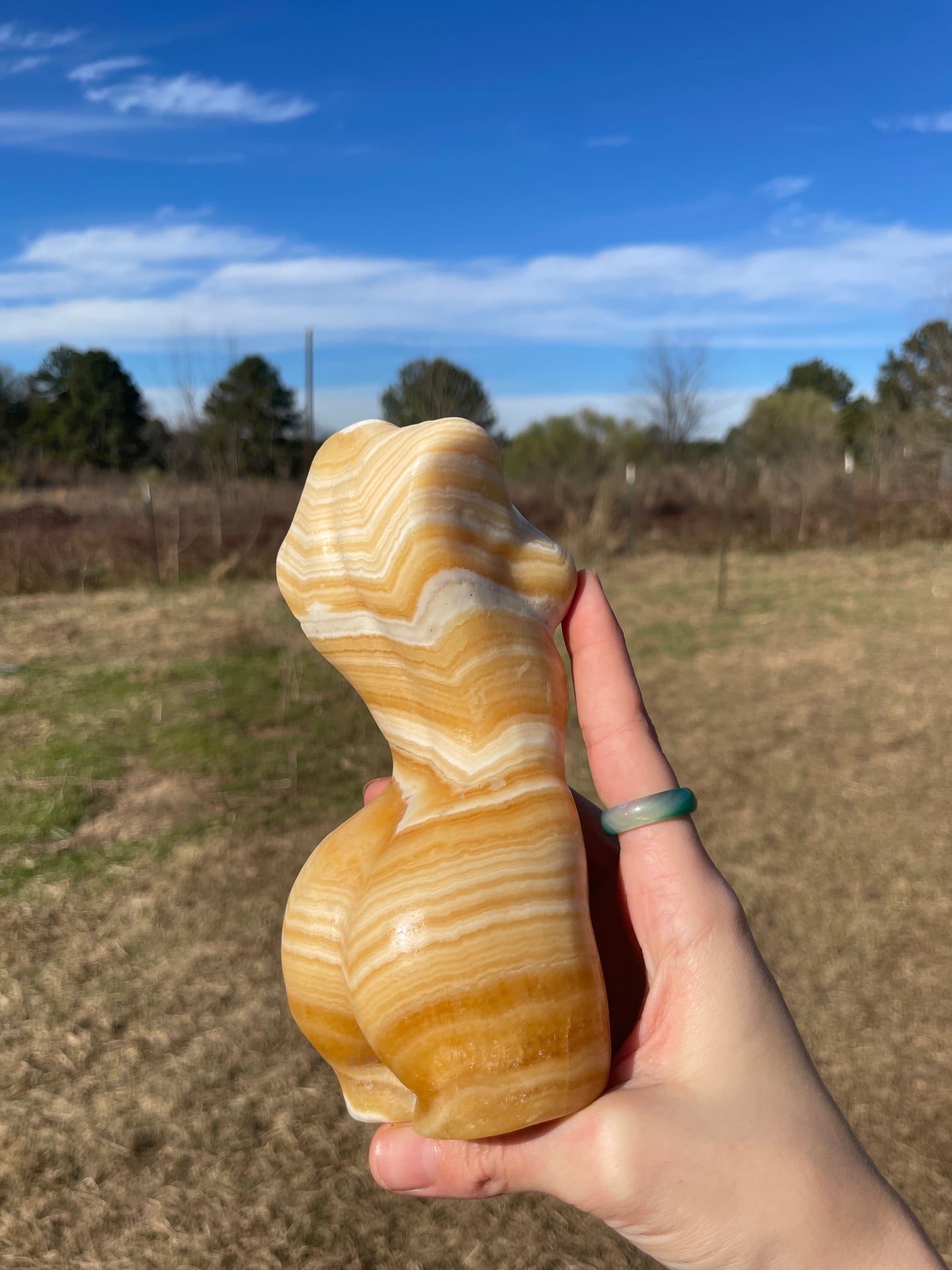 Large Banded Calcite Goddess Carving (lady body)