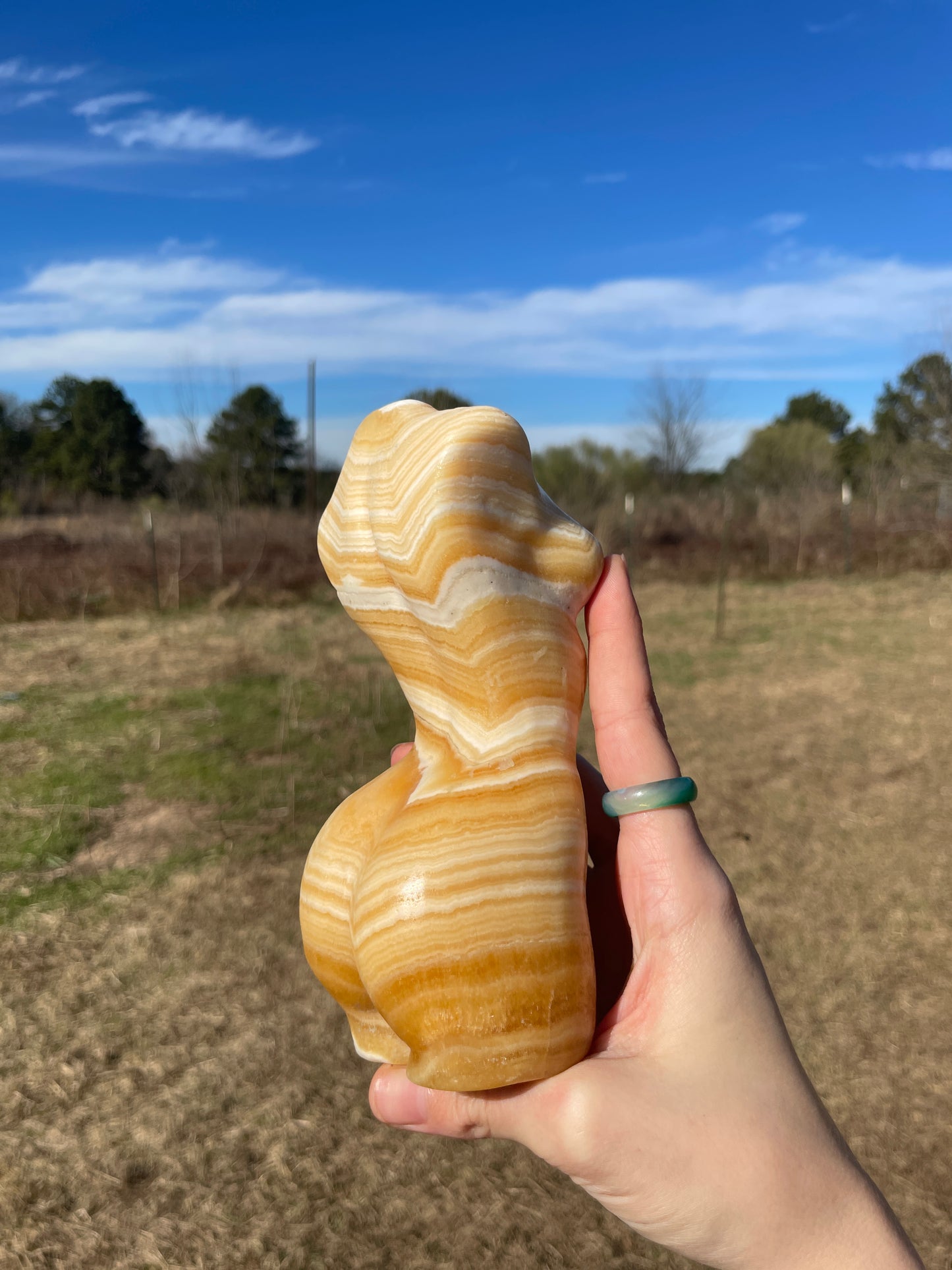 Large Banded Calcite Goddess Carving (lady body)