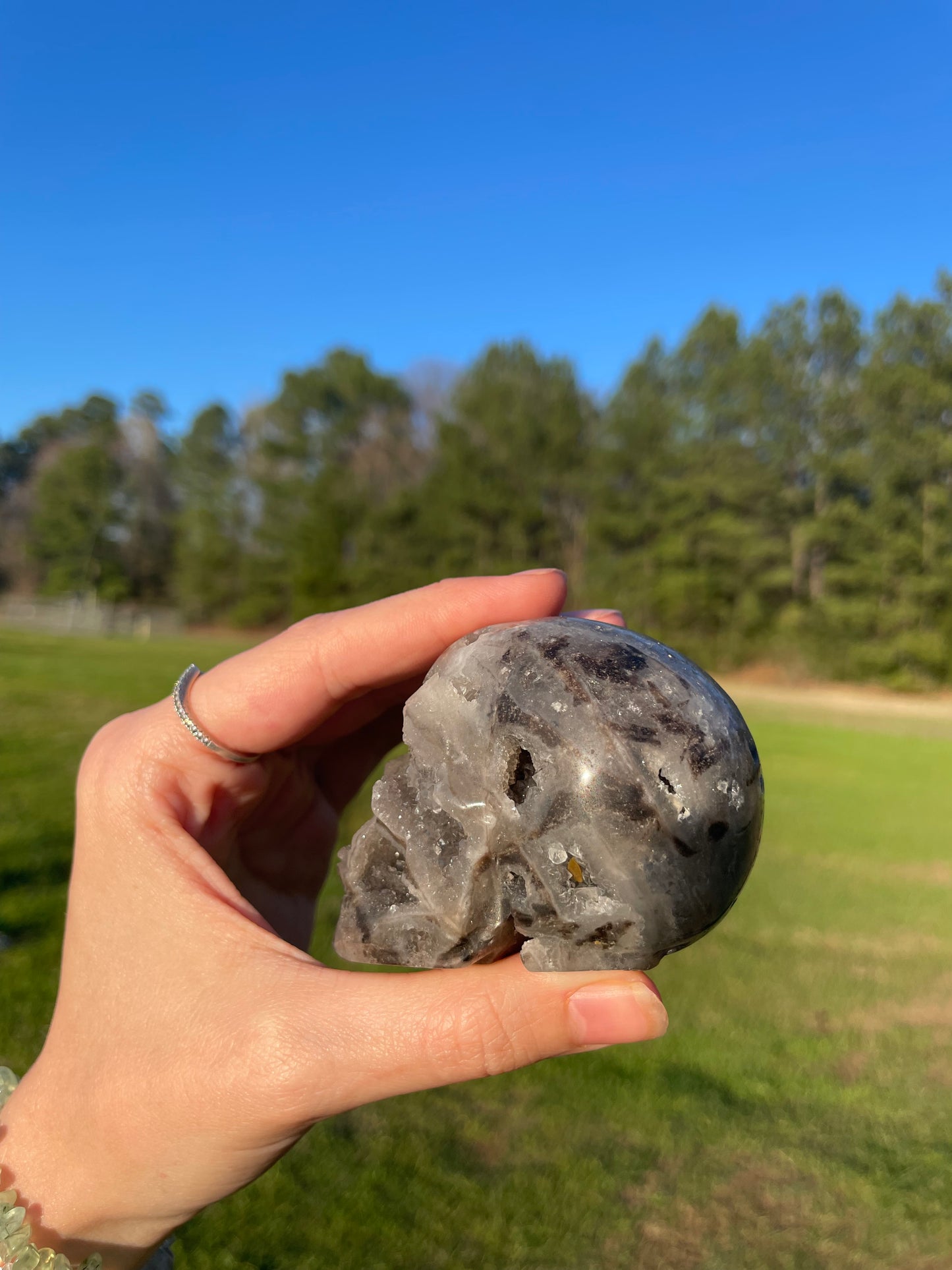 Druzy Sphalerite Skull Carving #1🖤