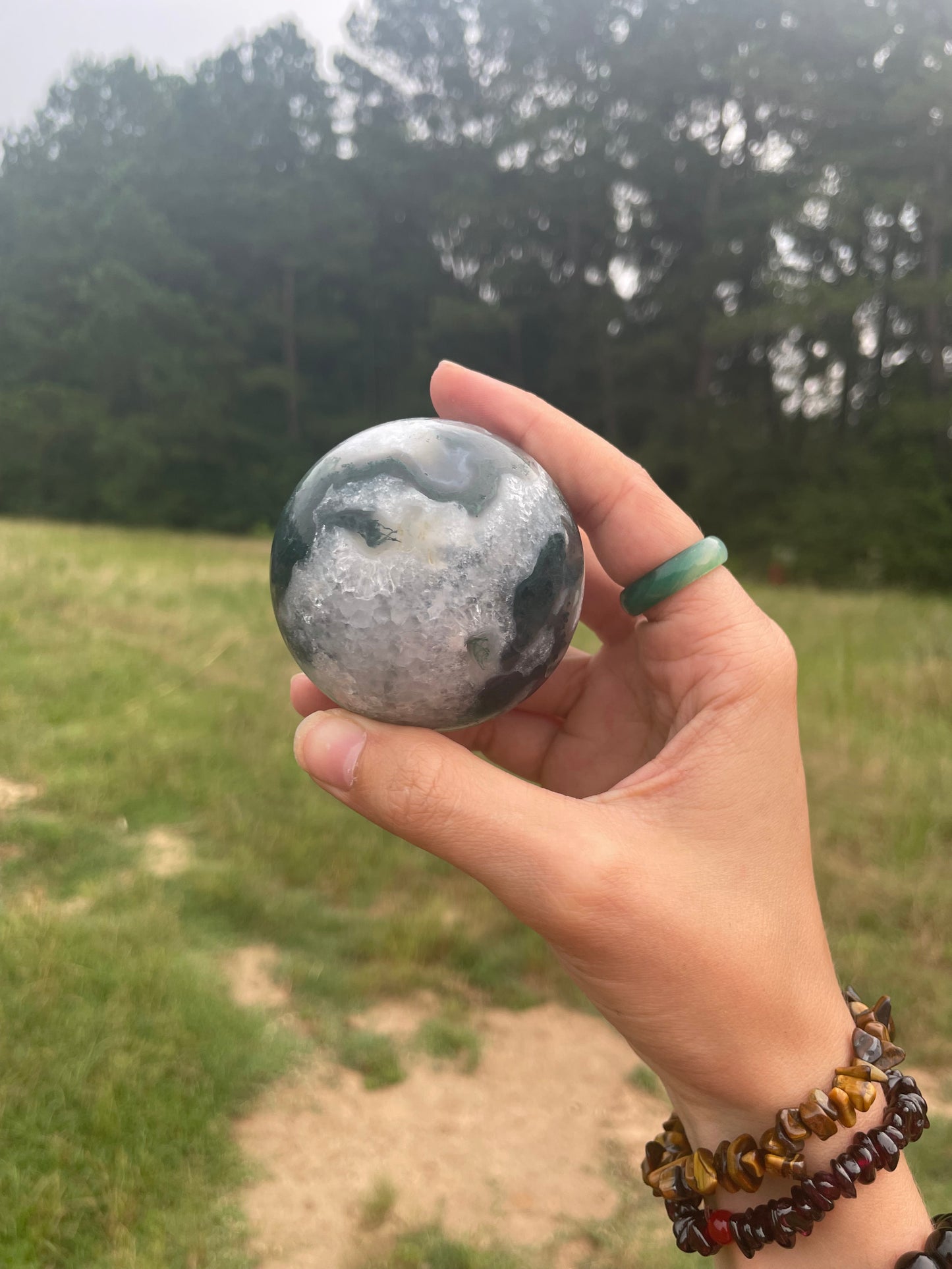 Druzy Moss Agate Sphere