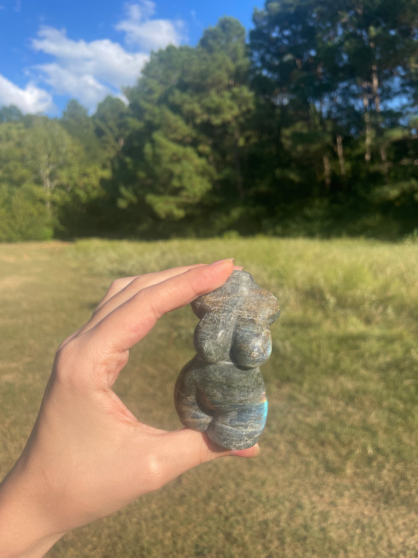 Flashy Labradorite Goddess carving