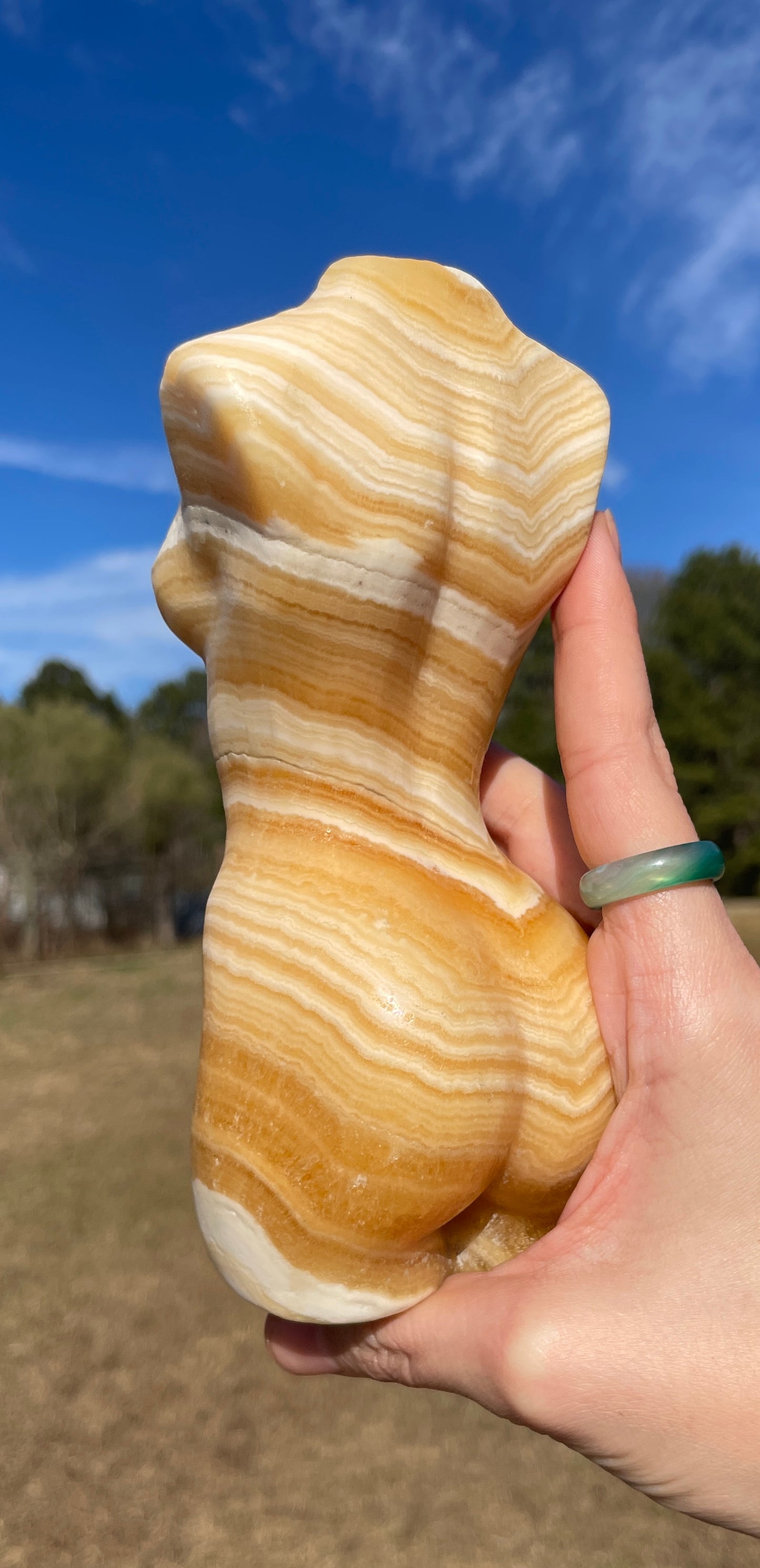 Large Banded Calcite Goddess Carving (lady body)