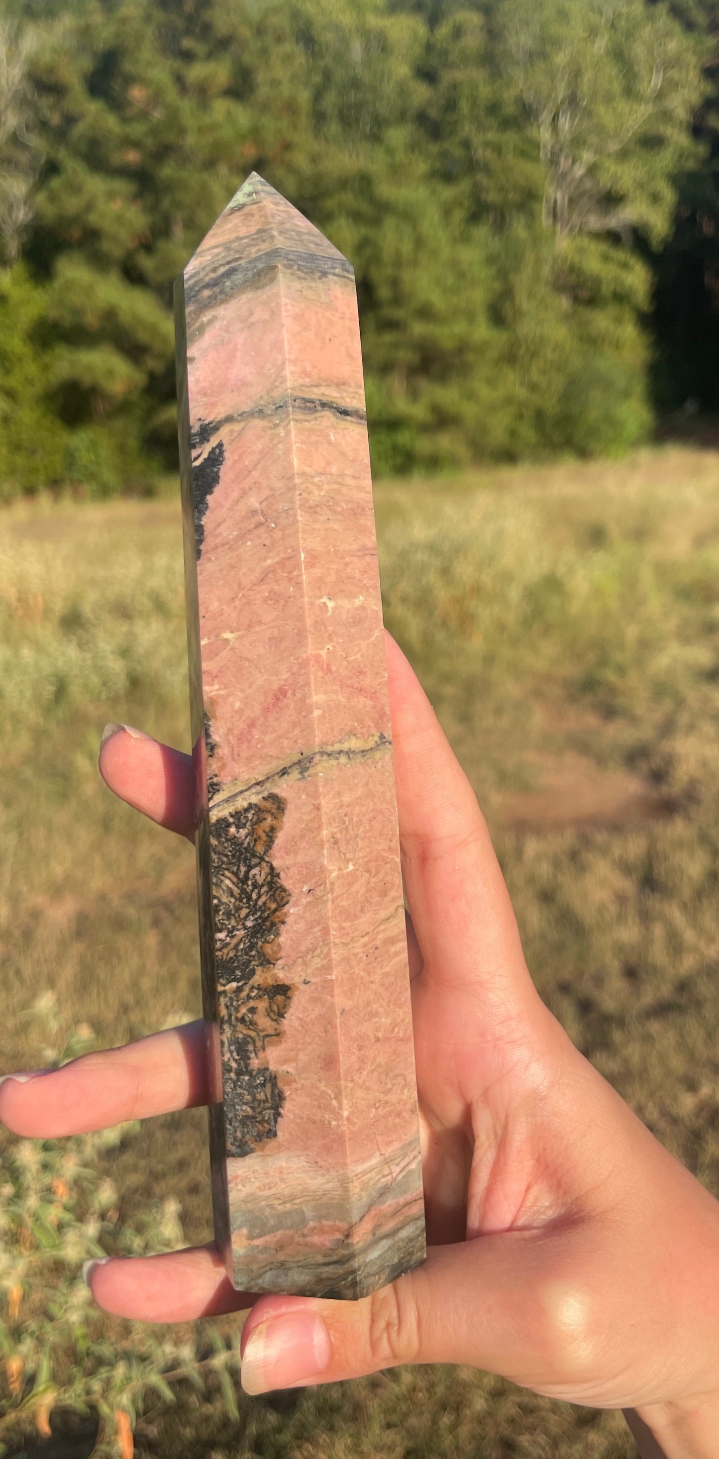 Large Rhodonite tower