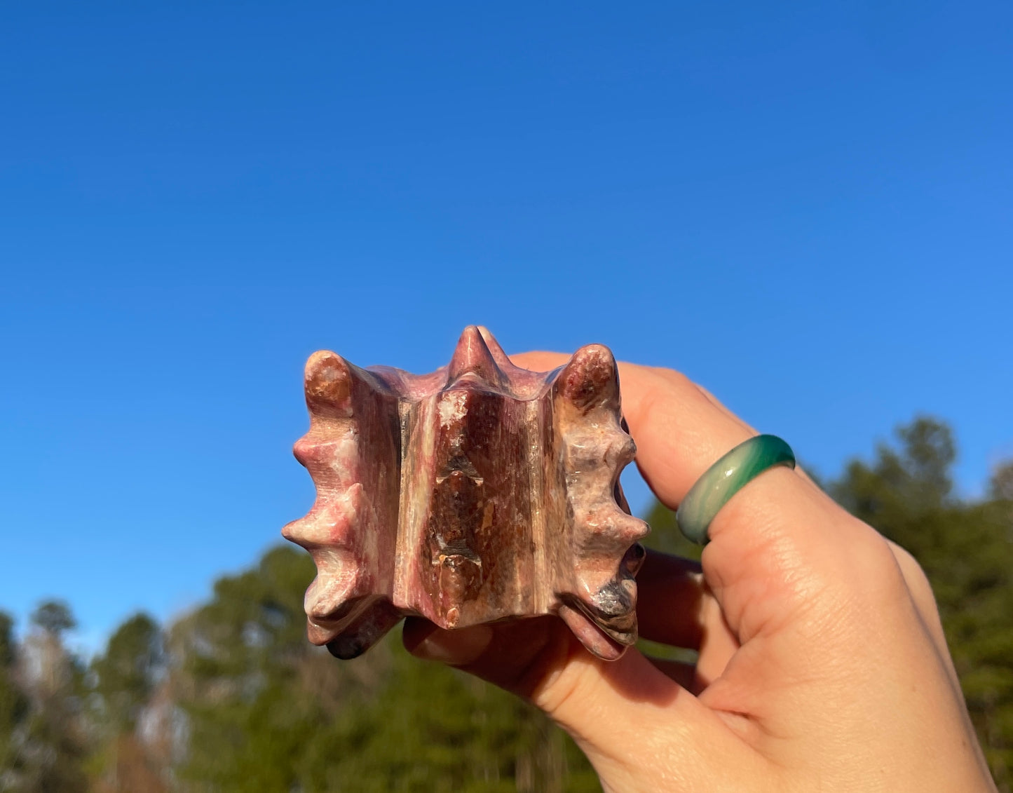 Large Rhodonite Dragon Head Carving
