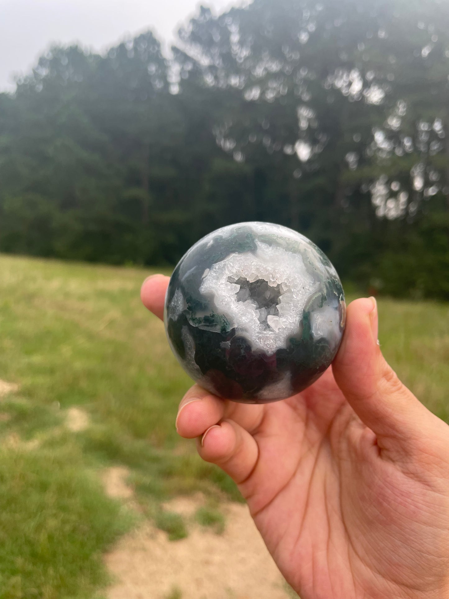 Druzy Moss Agate Sphere