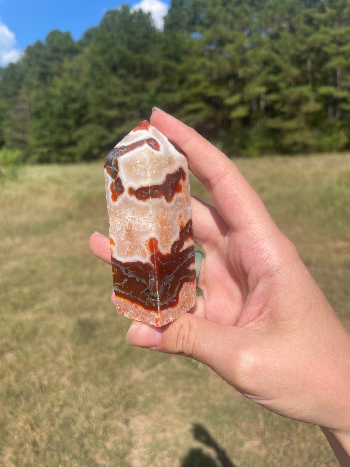 Druzy red Moss agate carnelian tower #5