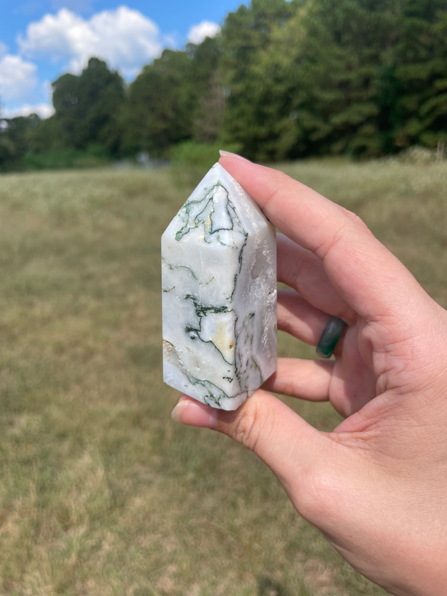 Druzy Moss Agate tower