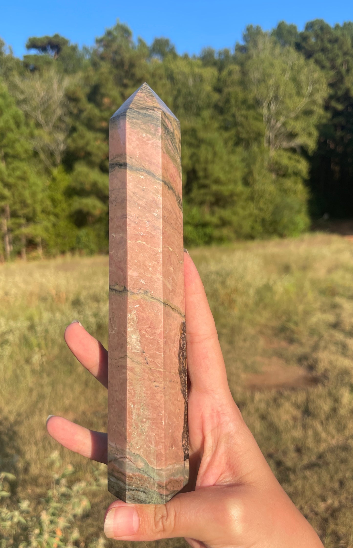 Large Rhodonite tower