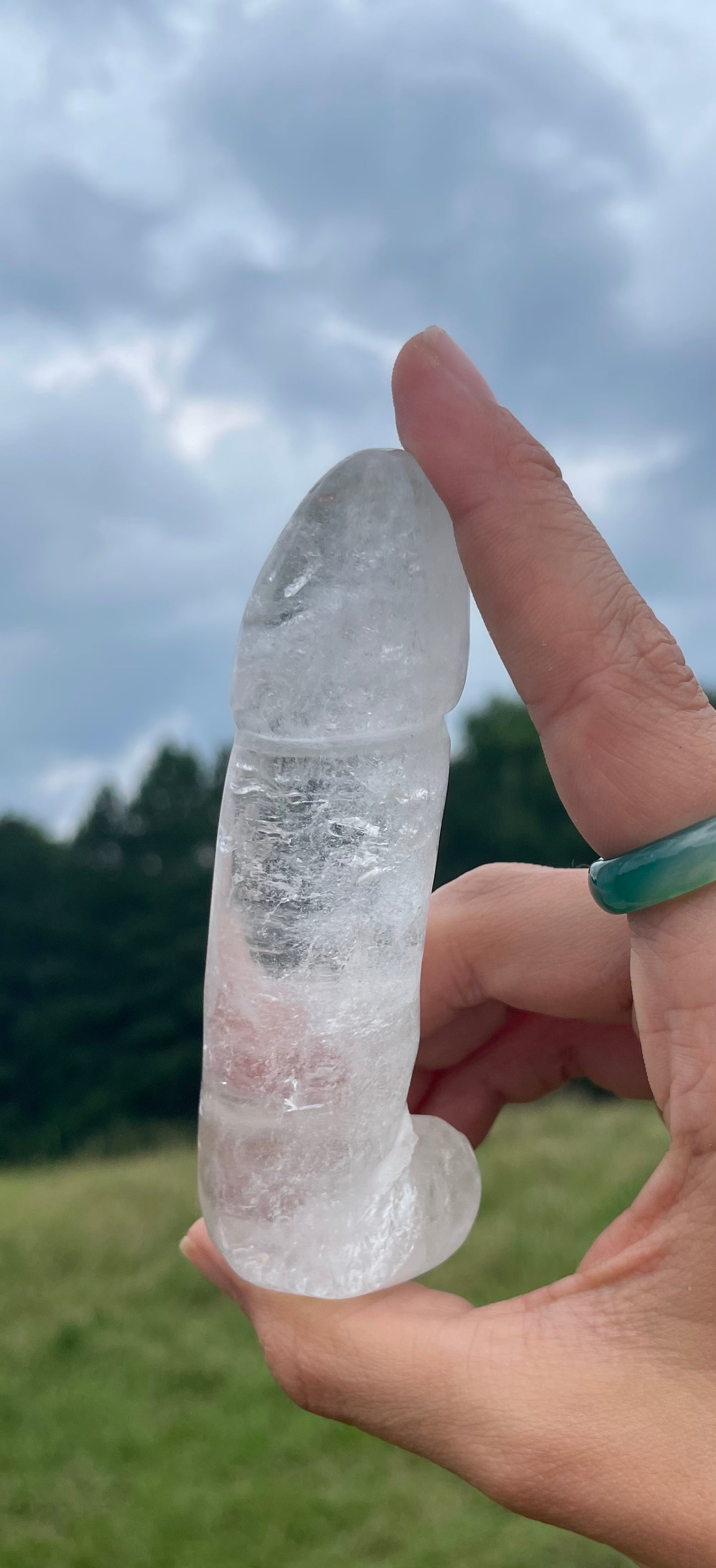 Clear Quartz Penis Carving