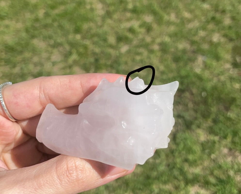 MINI Rose Quartz Dragon Head 🐲 (imperfect )