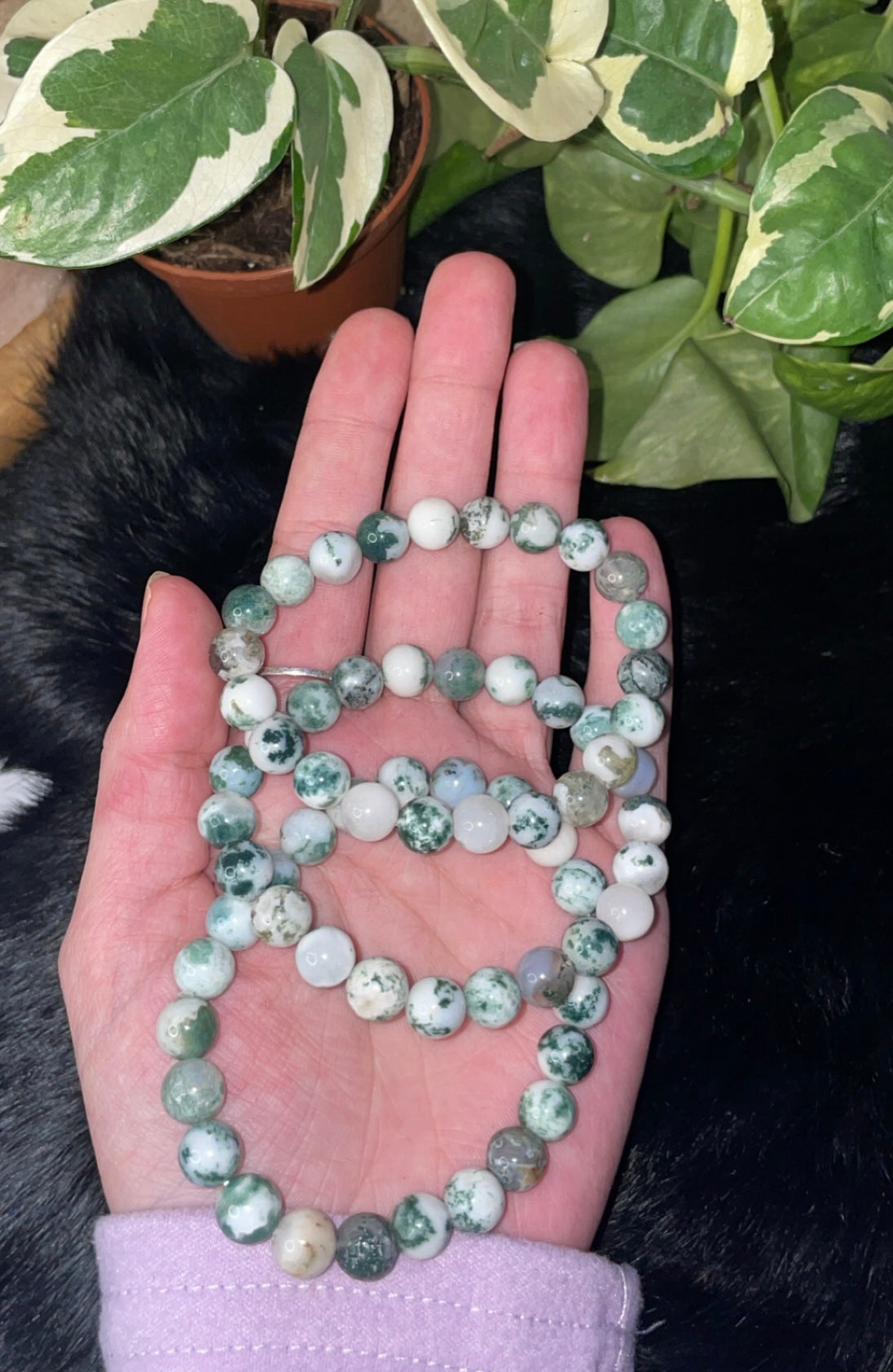 Moss Agate Beaded Bracelet