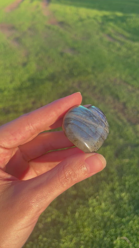 Imperfect Mini Labradorite Heart Carving (C)