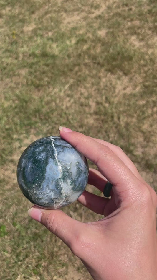 Moss agate sphere