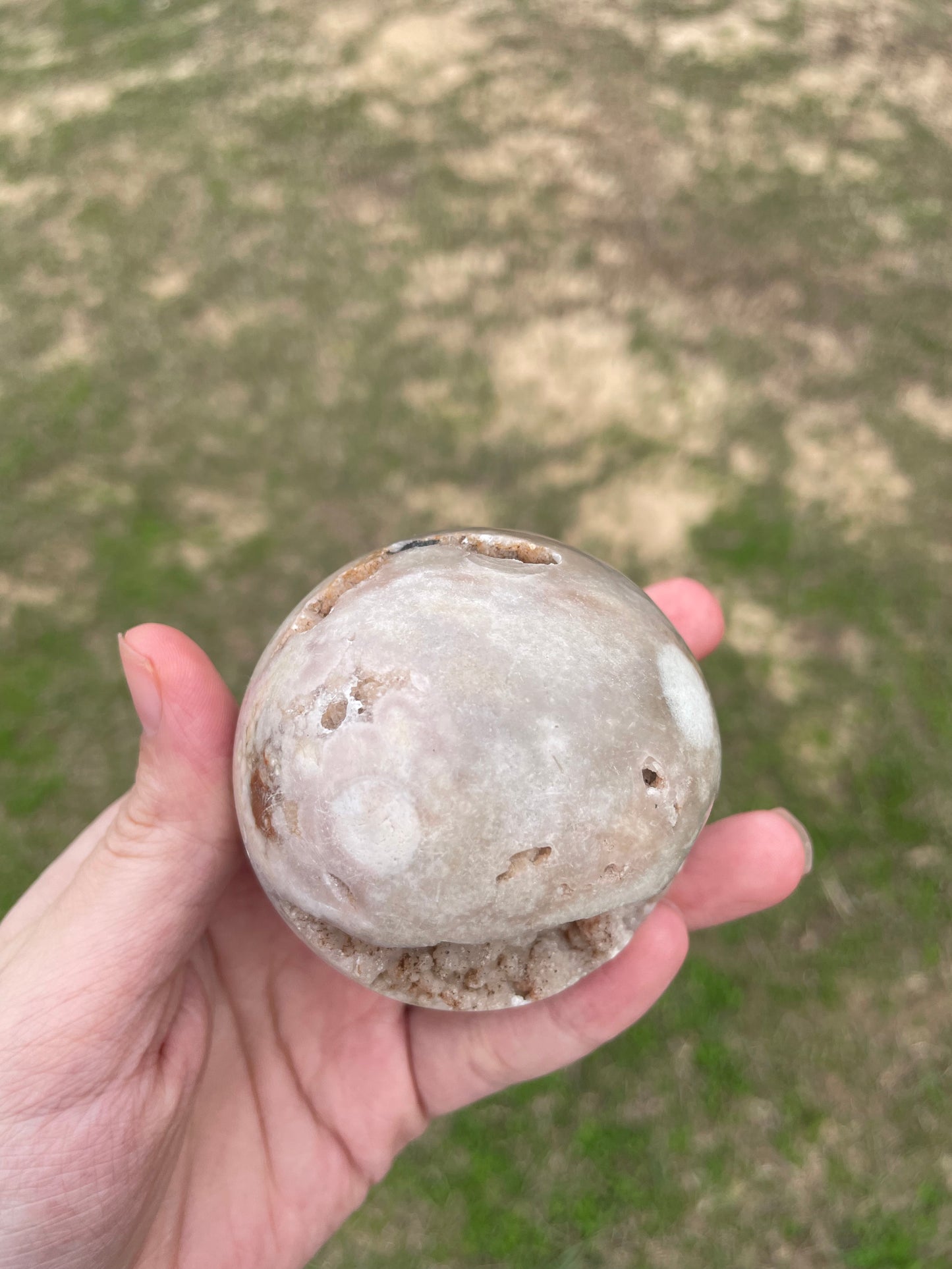 Druzy Pink Amethyst X Flower agate Sphere