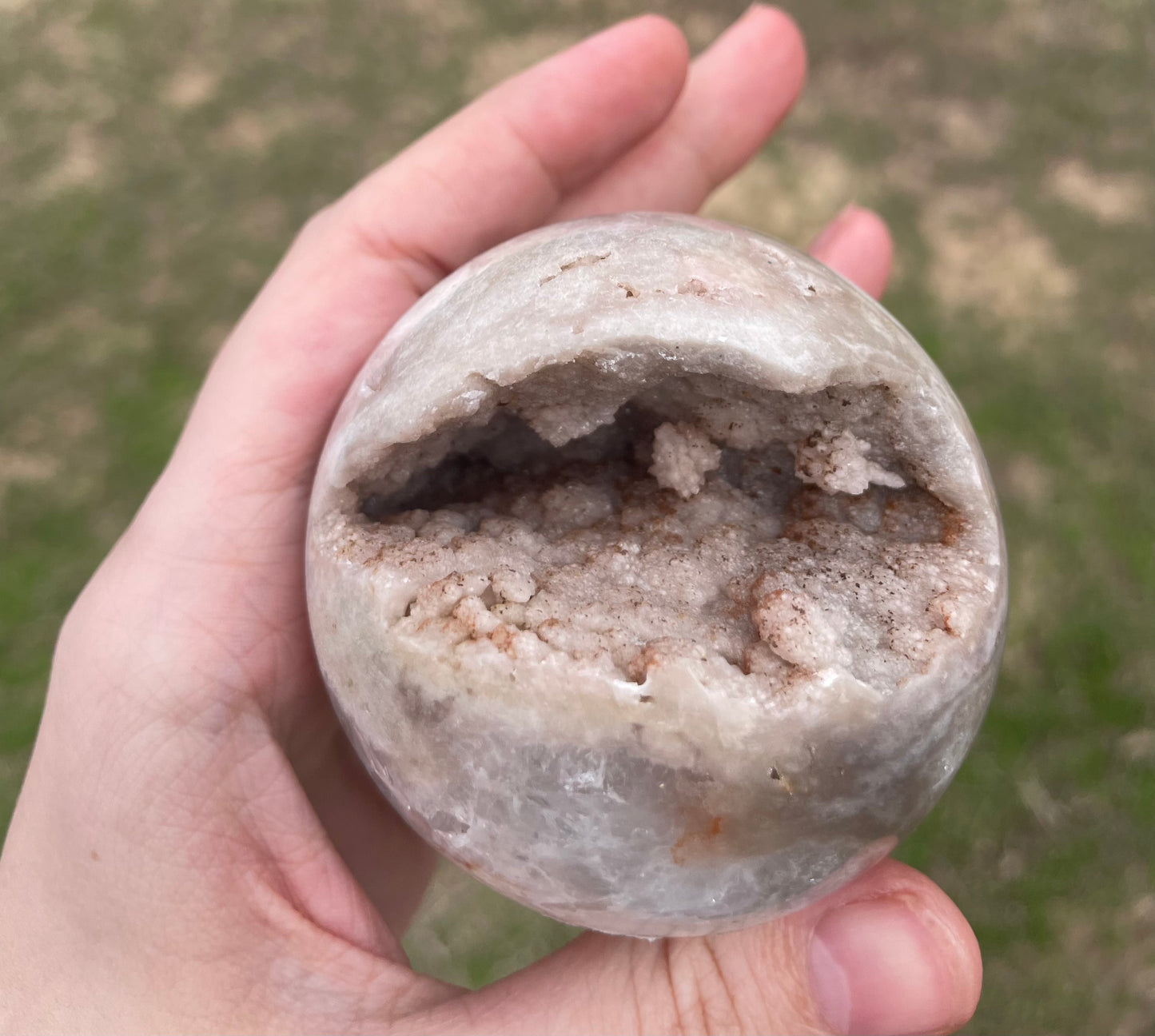 Druzy Pink Amethyst X Flower agate Sphere