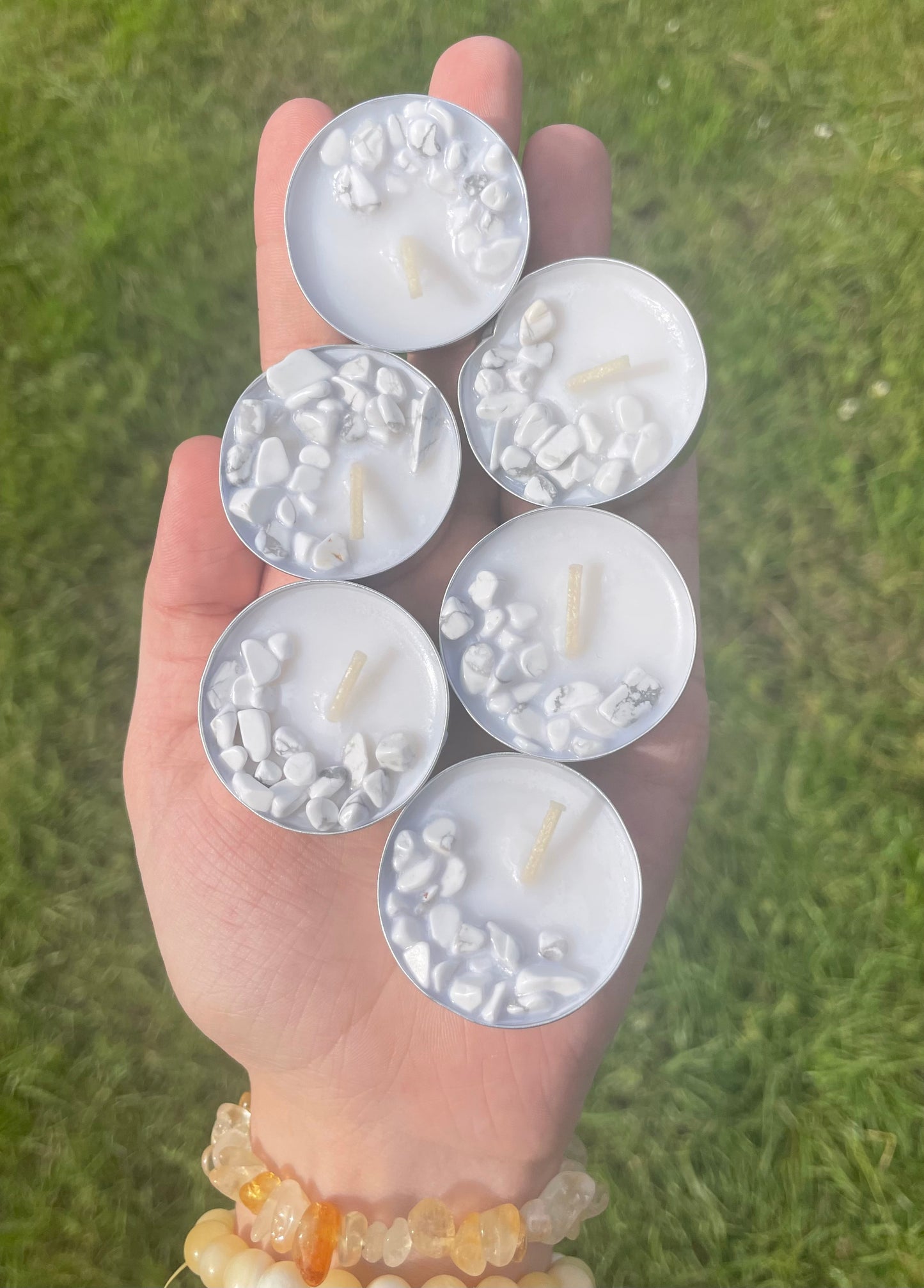 Howlite Chips/ Mini Tea Light Candle