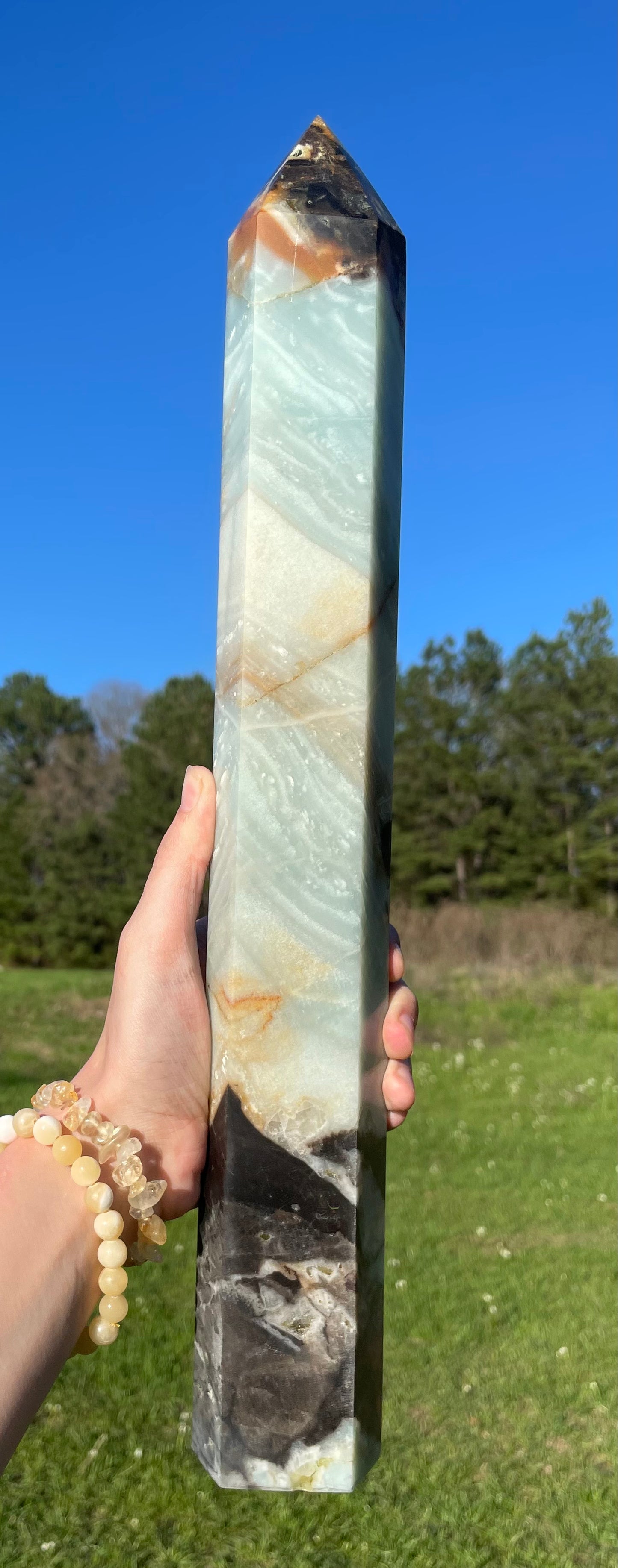 XL Sky Blue Quartz Imperfect Tower (small druzy spot)