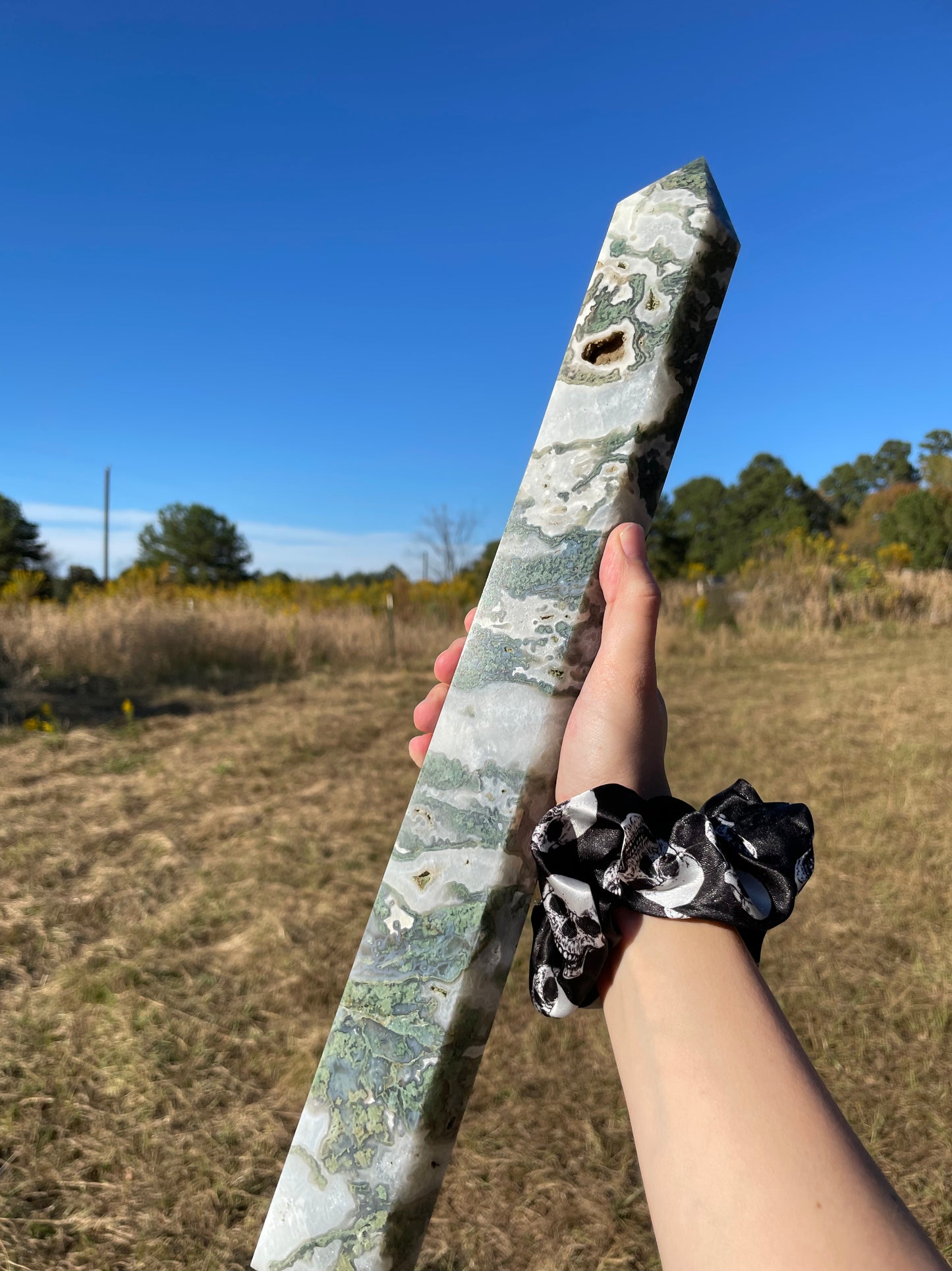 XXL Druzy Moss Agate Tower