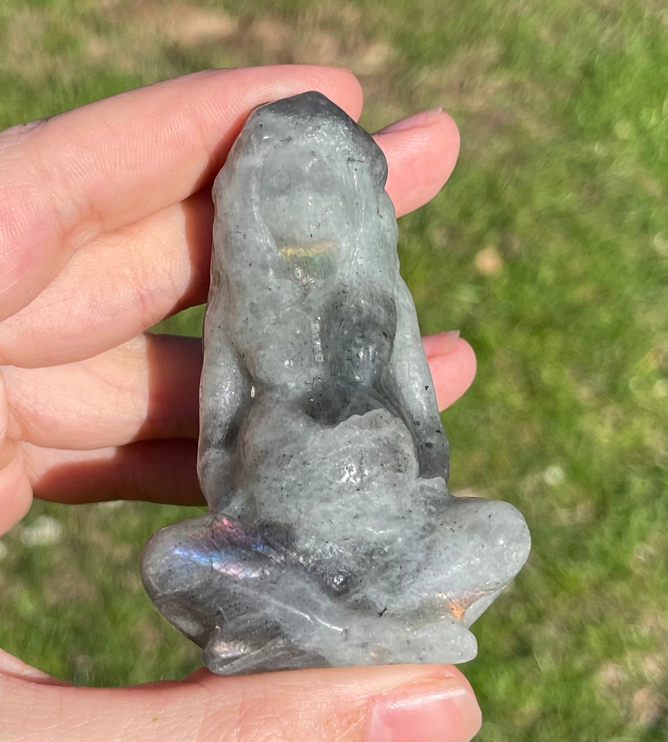 Labradorite Pregnant Goddess body carving