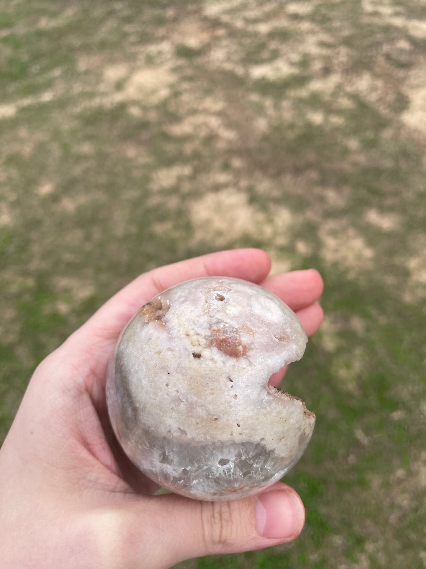 Druzy Pink Amethyst X Flower agate Sphere