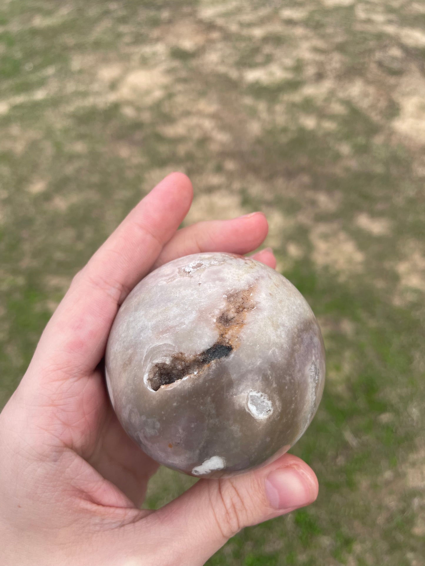 Druzy Pink Amethyst X Flower agate Sphere