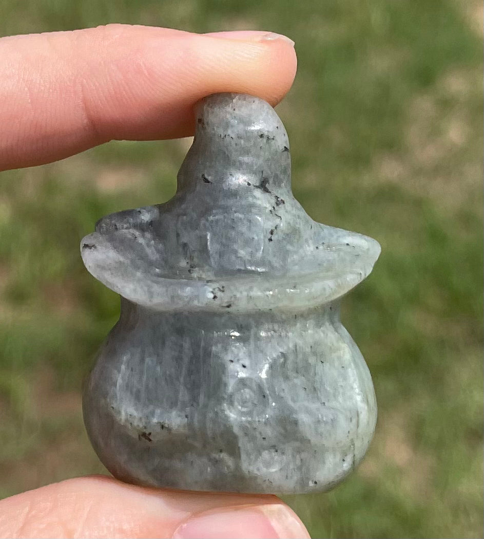 Labradorite Pumpkin with Witch Hat