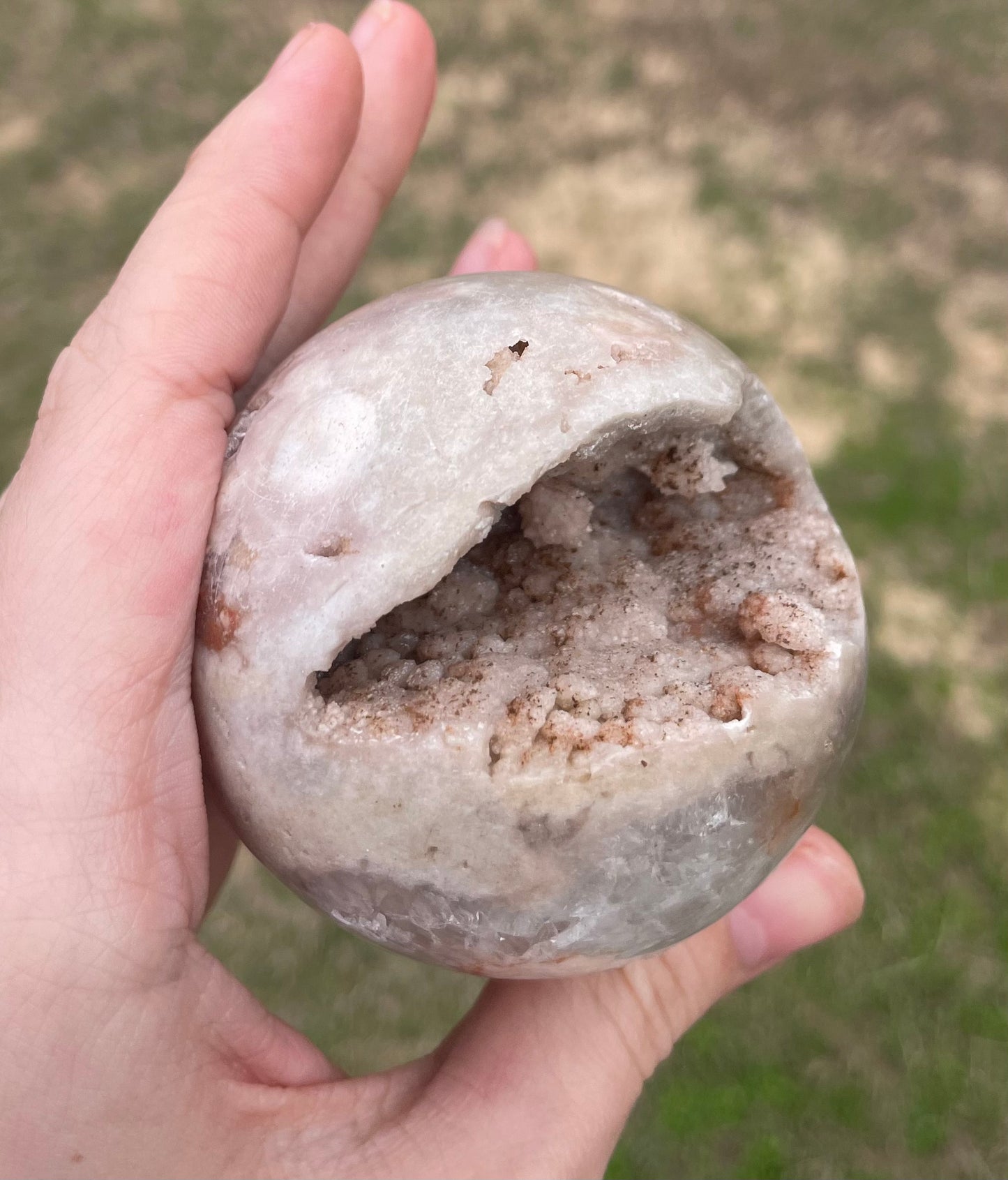 Druzy Pink Amethyst X Flower agate Sphere