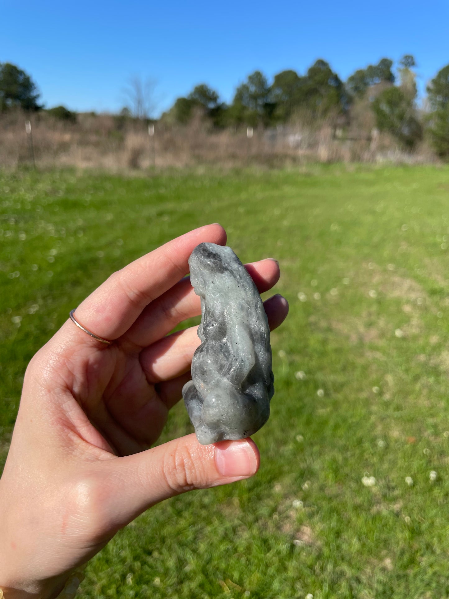 Labradorite Pregnant Goddess body carving