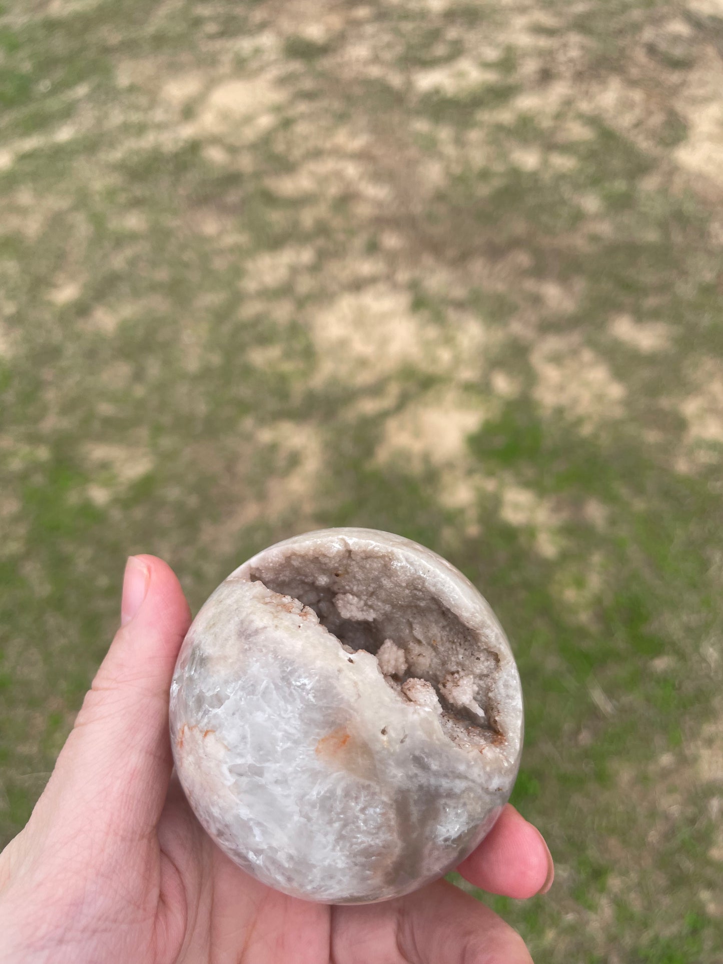 Druzy Pink Amethyst X Flower agate Sphere