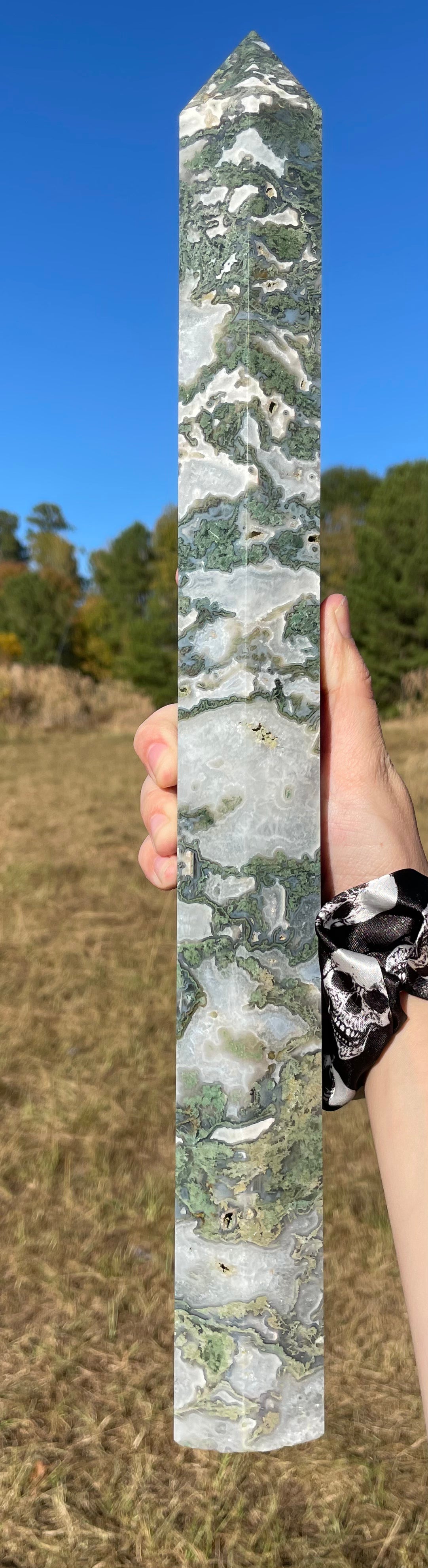 XXL Druzy Moss Agate Tower