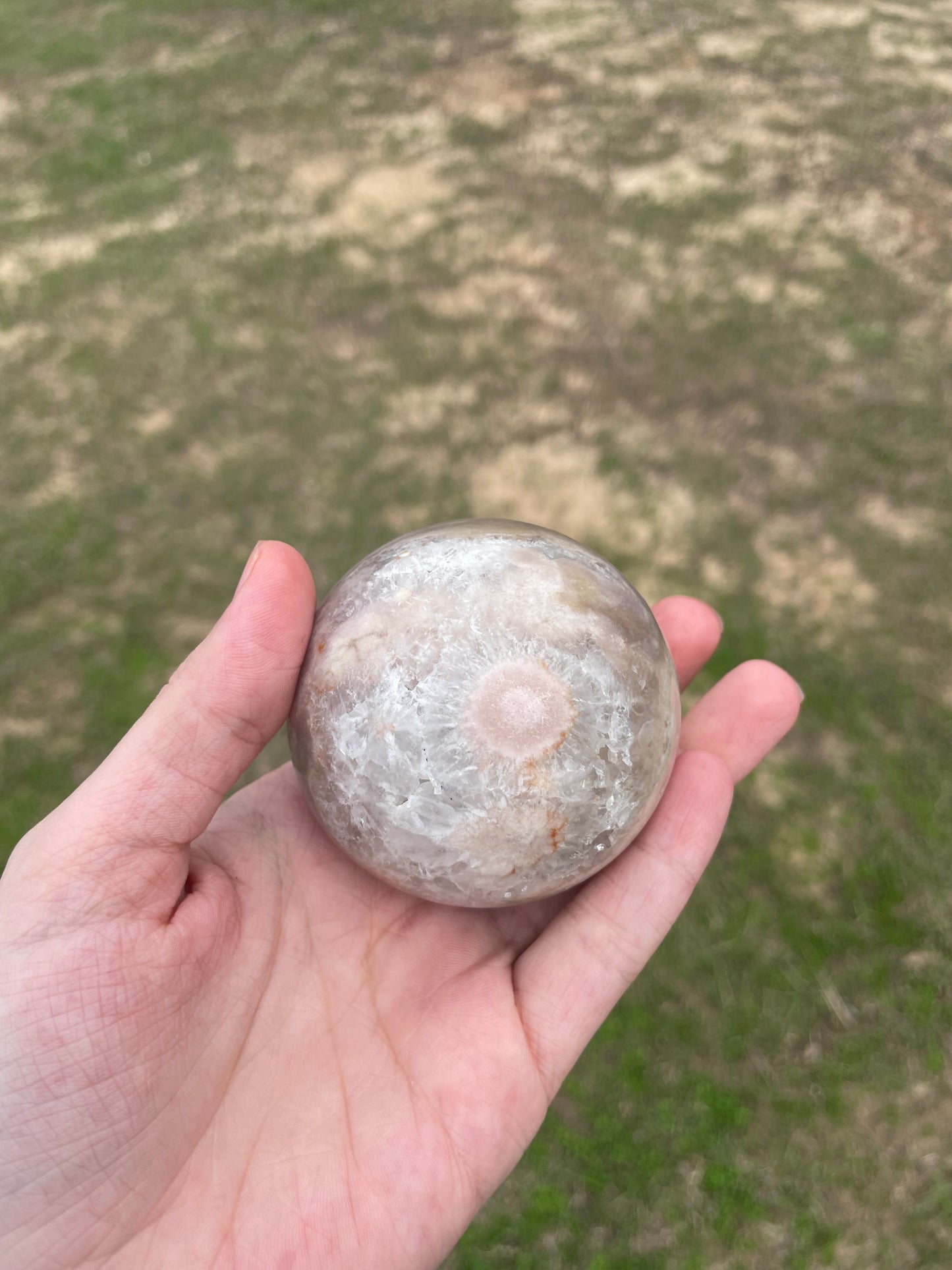 Druzy Pink Amethyst X Flower agate Sphere