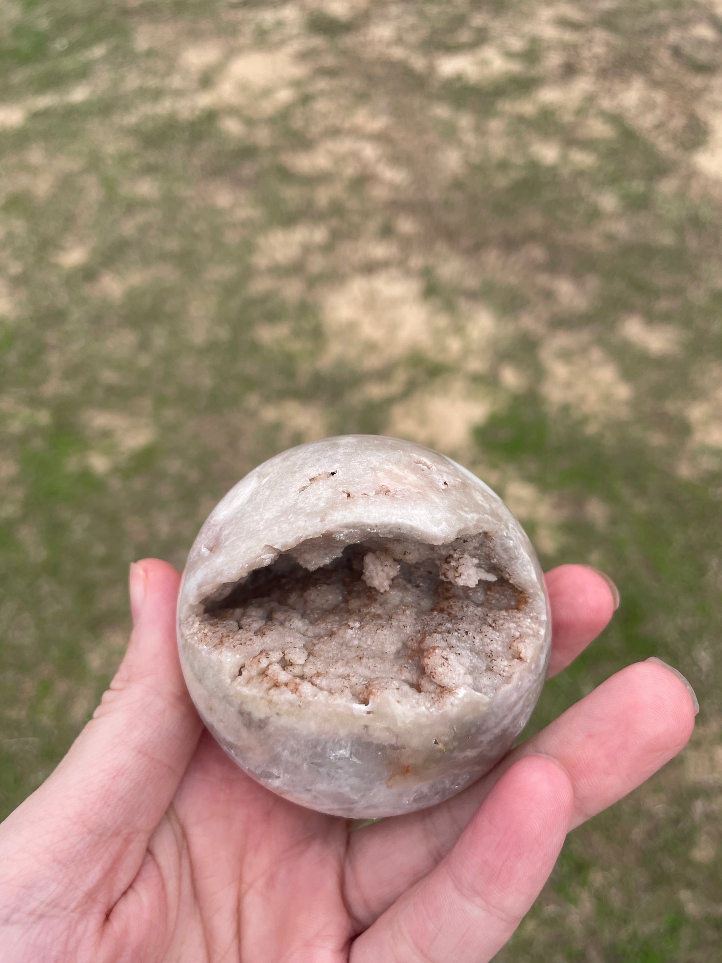 Druzy Pink Amethyst X Flower agate Sphere