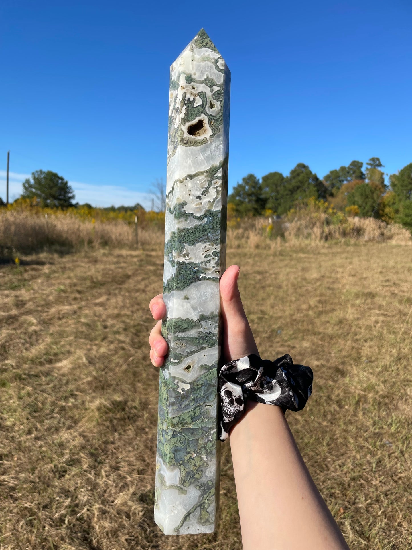 XXL Druzy Moss Agate Tower