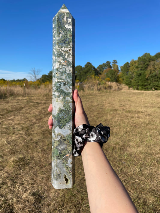 XXL Druzy Moss Agate Tower