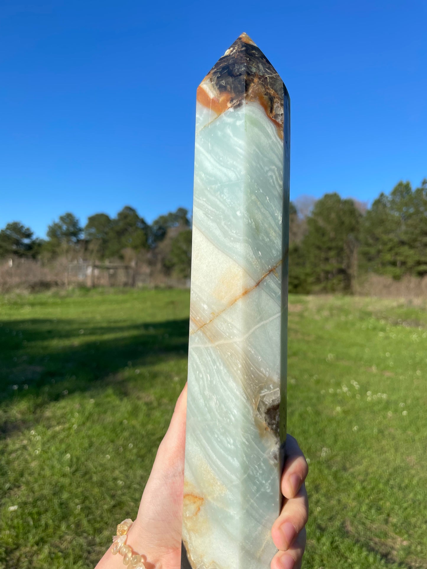 XL Sky Blue Quartz Imperfect Tower (small druzy spot)